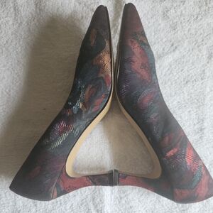 Abstract Print Pointed Toe Heels – Modern Artistic Pumps – Statement Shoes